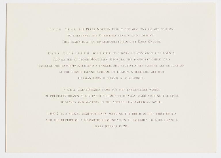 Kara Walker, multiple, 1997. Peter Norton Family Christmas Project 1997.