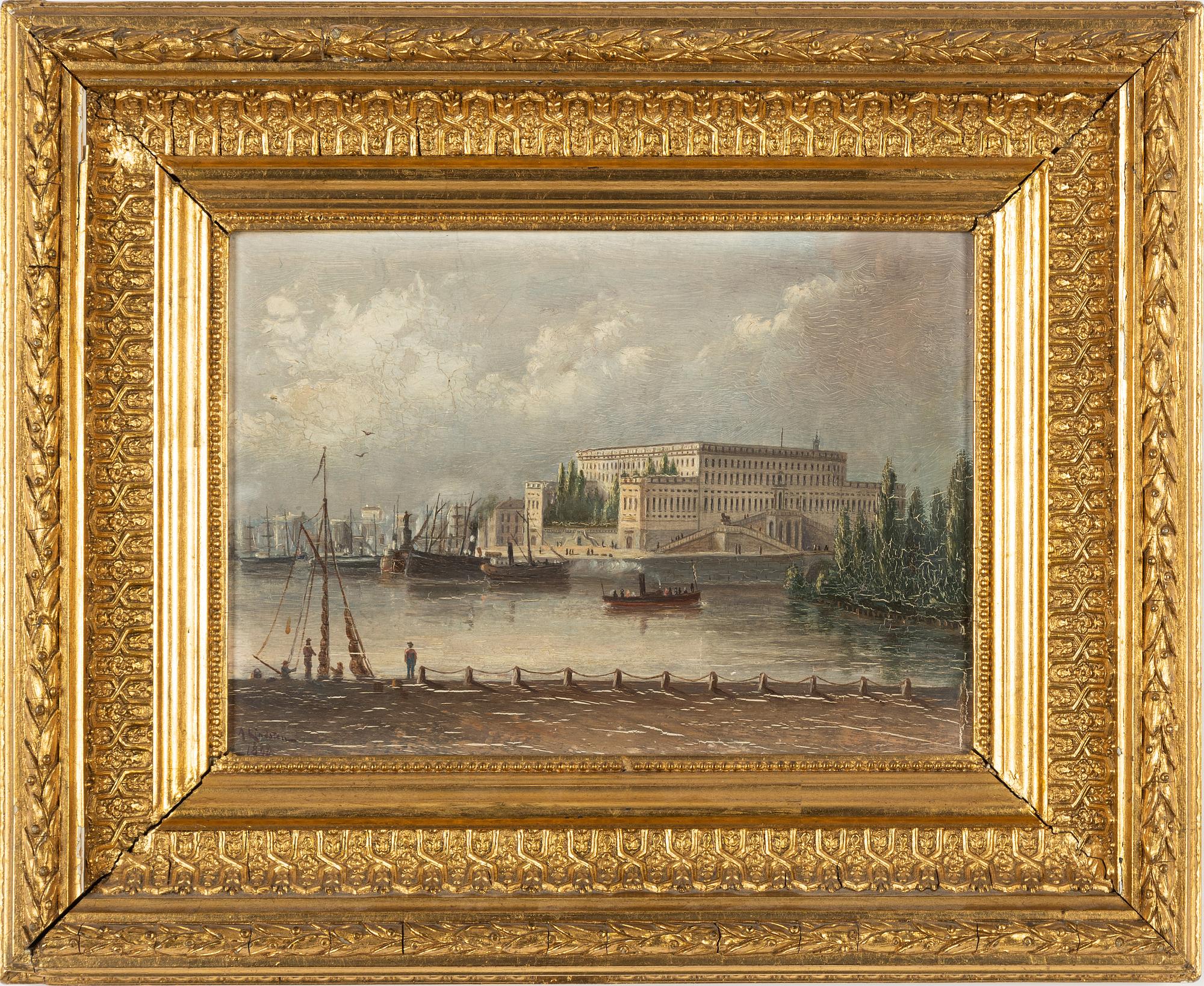 Oil on panel, signed and dated A Lindsten 1888.