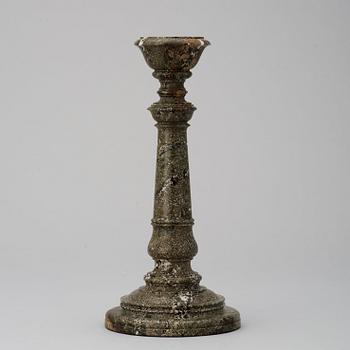 A Swedish  19th century green marble candlestick.