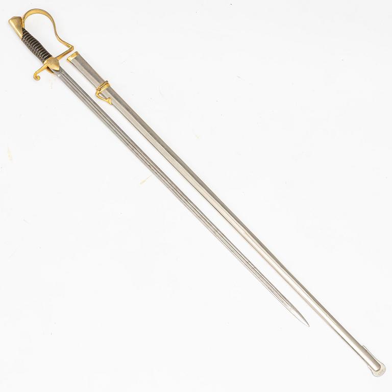 Sabre, Swedish, m/1891 for an officer in the supply corps, with scabbard.