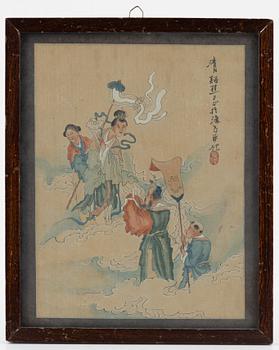 A set of two Chinese paintings, late Qingdynasty.