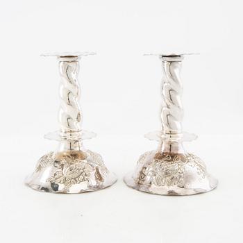 Candelabras, a pair, Baroque-style silver, GAB Stockholm 1947.