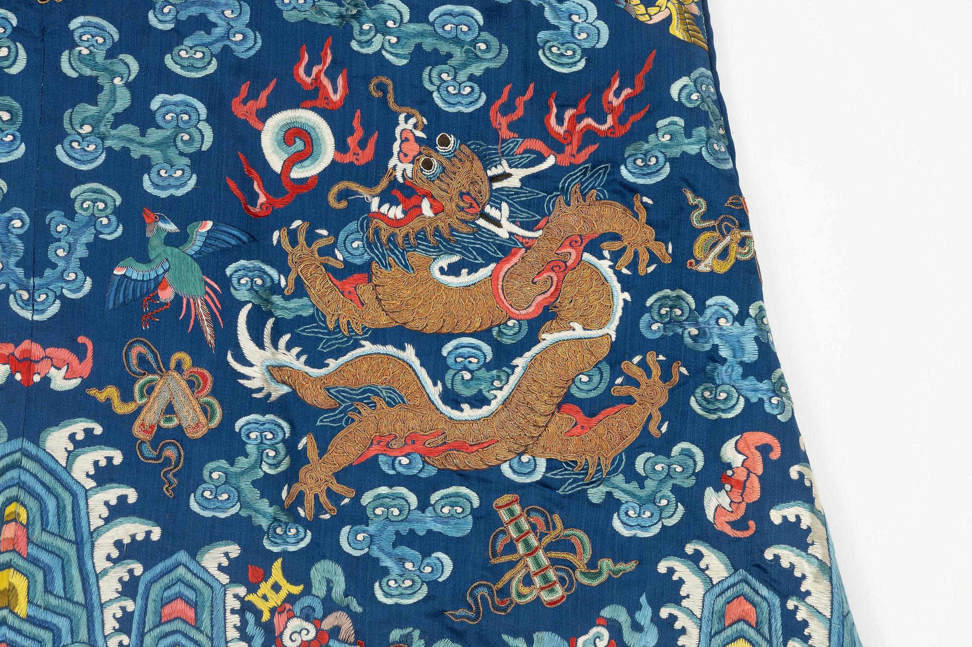Rock, broderat siden. Qingdynastin.