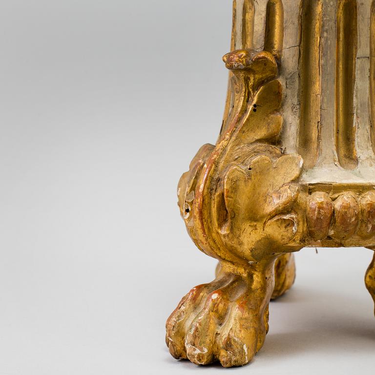 LJUSSTAKE, målat och bronserat trä,  1800-tal.