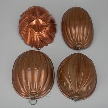 ALADÅBFORMAR, koppar, 4 st, 1800-tal.