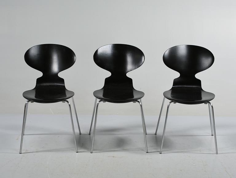 STOLAR, 3 st, "Myran", Arne Jacobsen, Fritz Hansen, Danmark, 1976.