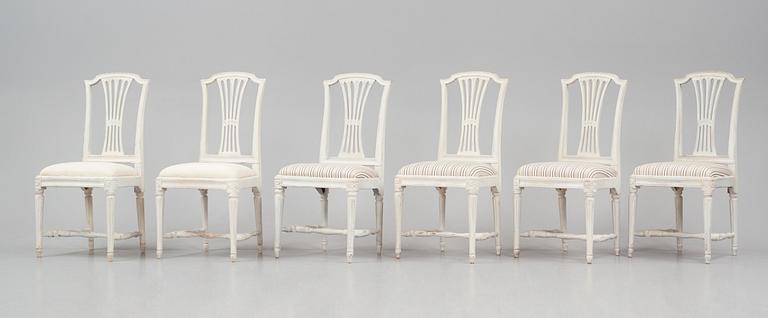 Stolar, 12 stycken, av Johan Hammarström (mästare 1794-1812), Ephraim Ståhl (mästare 1794-1820), Gustavianska.