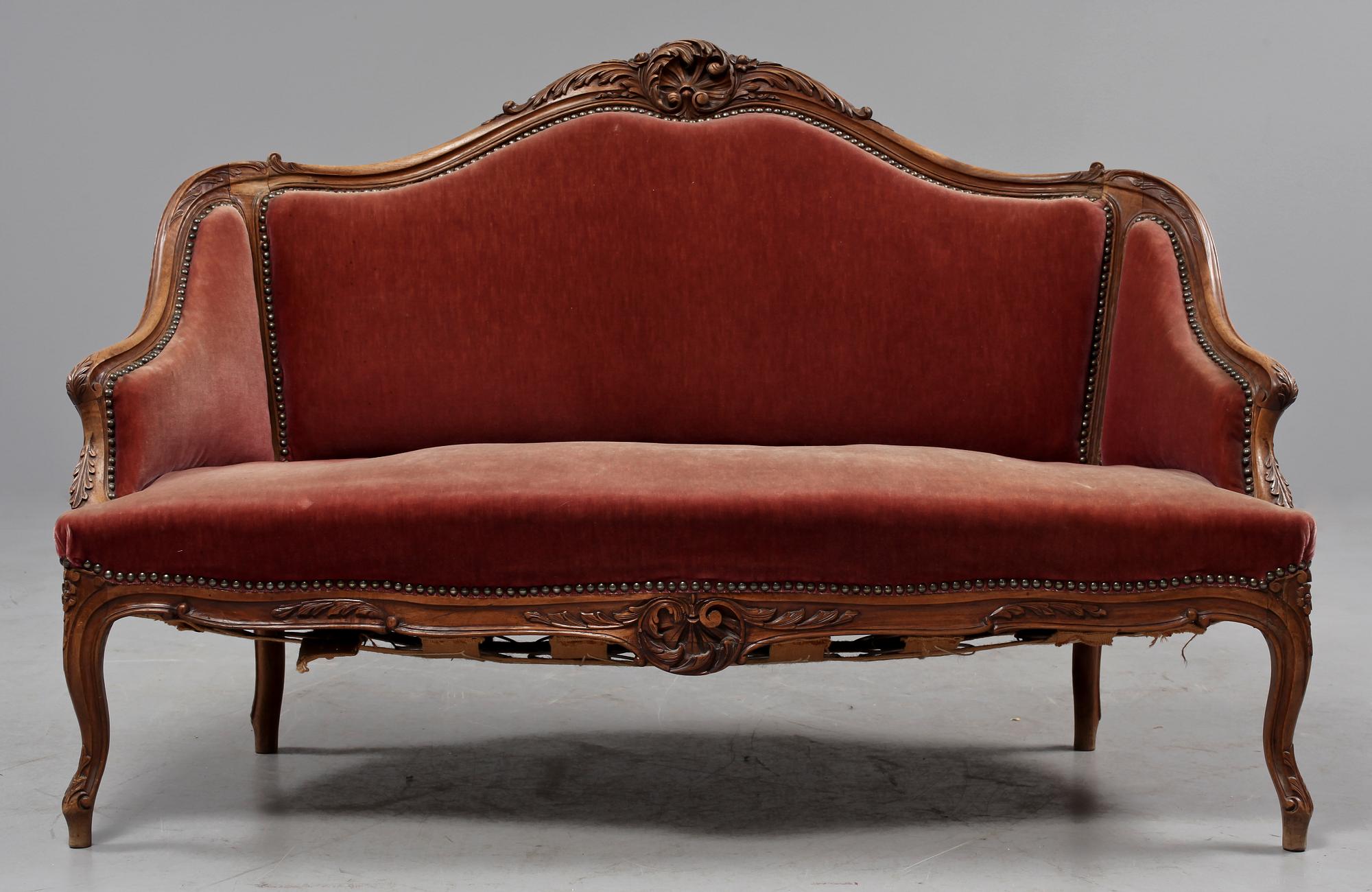 SOFFA, Louis XV-stil, omkring sekelskiftet 1900.