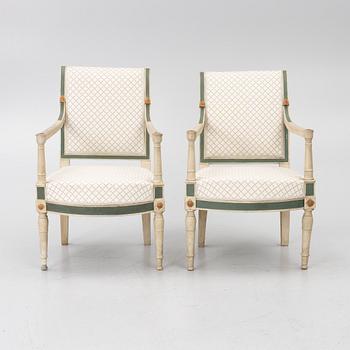 Karmstolar, ett par, directoire, Frankrike, sent 1700-tal.