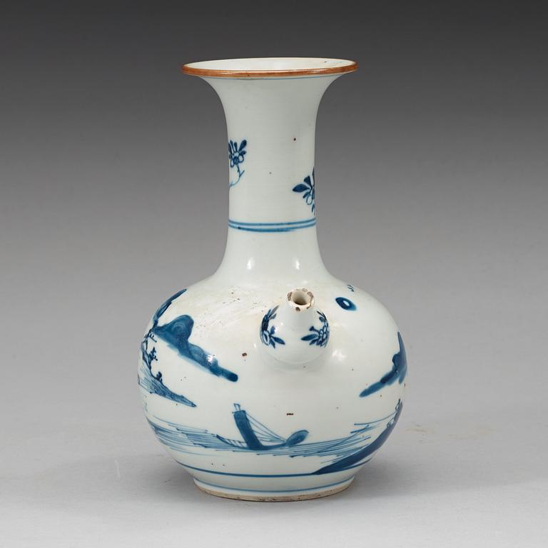 A blue and white kendi, Qing dynasty, circa 1800.