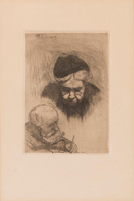 HUGO SIMBERG, line etching and drypoint, plate signed.