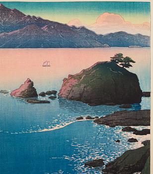 KAWASE HASUI (1883-1957), färgträsnitt. Japan, "Souvenirs of Travel I".
