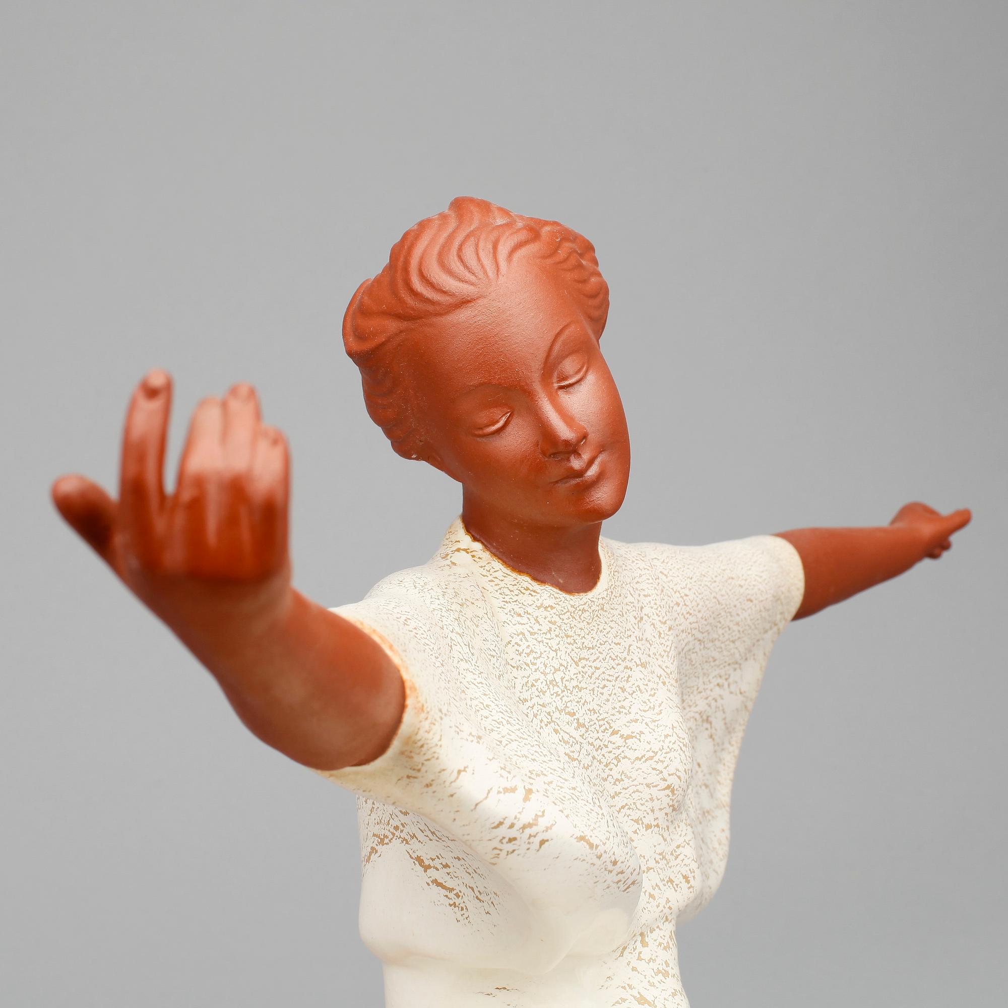 FIGURIN, lergods, Josef Lorenzl för Goldscheider, Art Deco, 1900-tal.