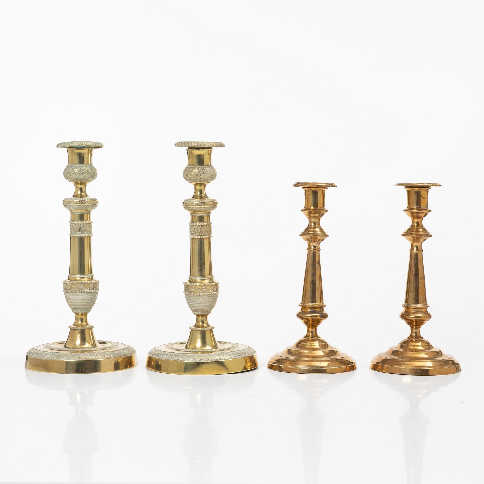 Ljusstakar, 2 par, sent 1800-tal/1900-tal samt 1900-tal.