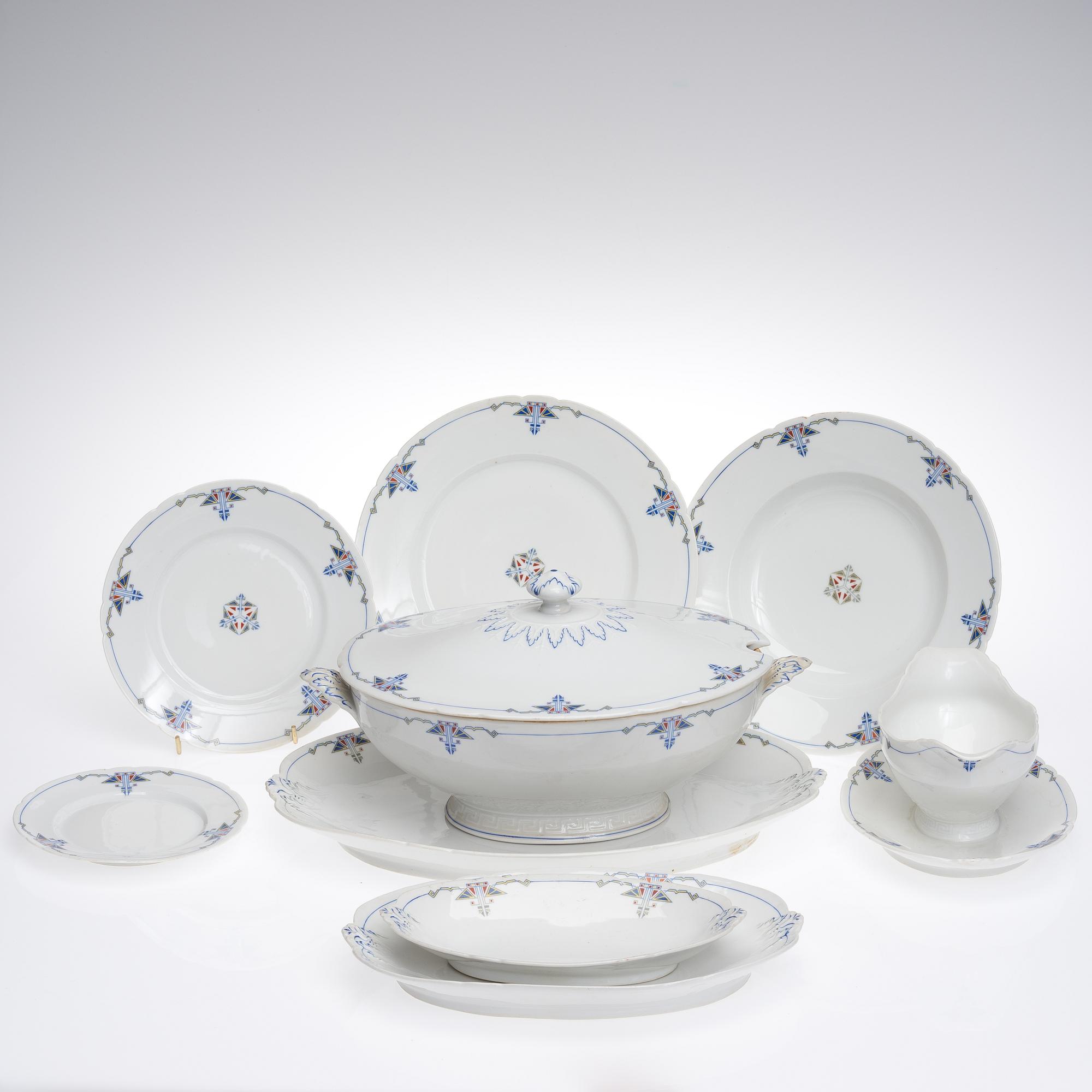 MATSERVIS, ca 64 delar, porslin, Weimar, Tyskland tidigt 1900-tal.