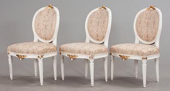 STOLAR, 3 st, gustavianska stockholmsarbeten, 1700-talets slut.