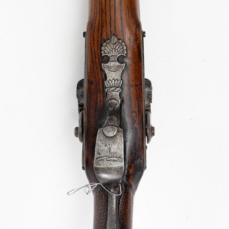 A double barelled percussion shotgun by Gudmund Nystrand, Eskilstuna (1786-1863).