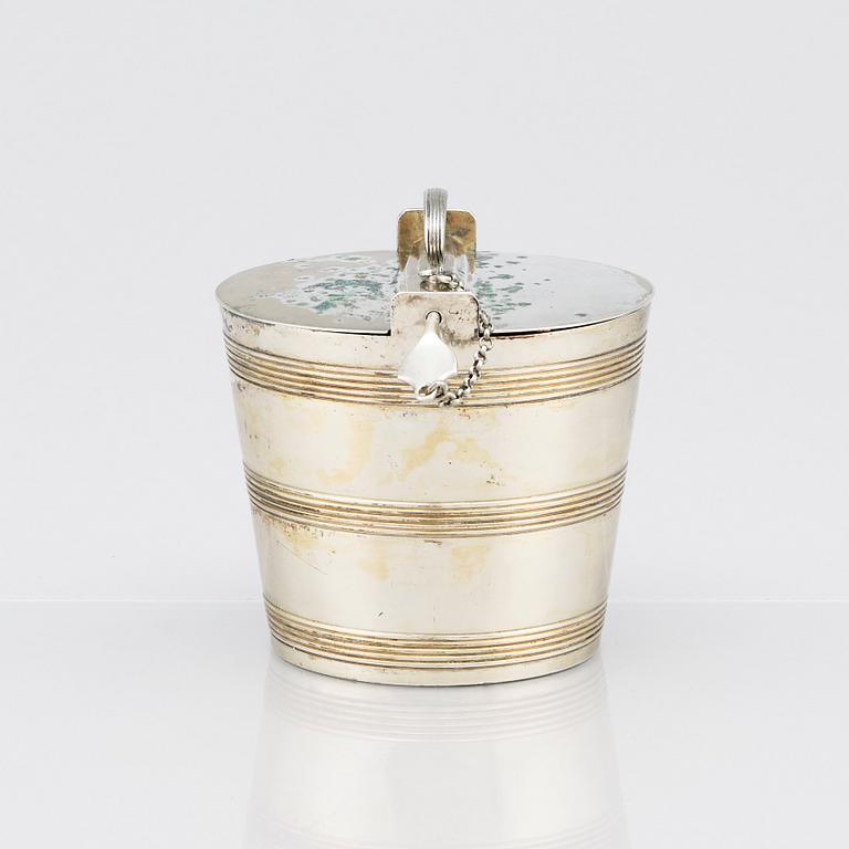 A Swedish late 18th Century Gustavian parcel-gilt butter-box, marks of Pehr Zethelius, Stockholm 1794..