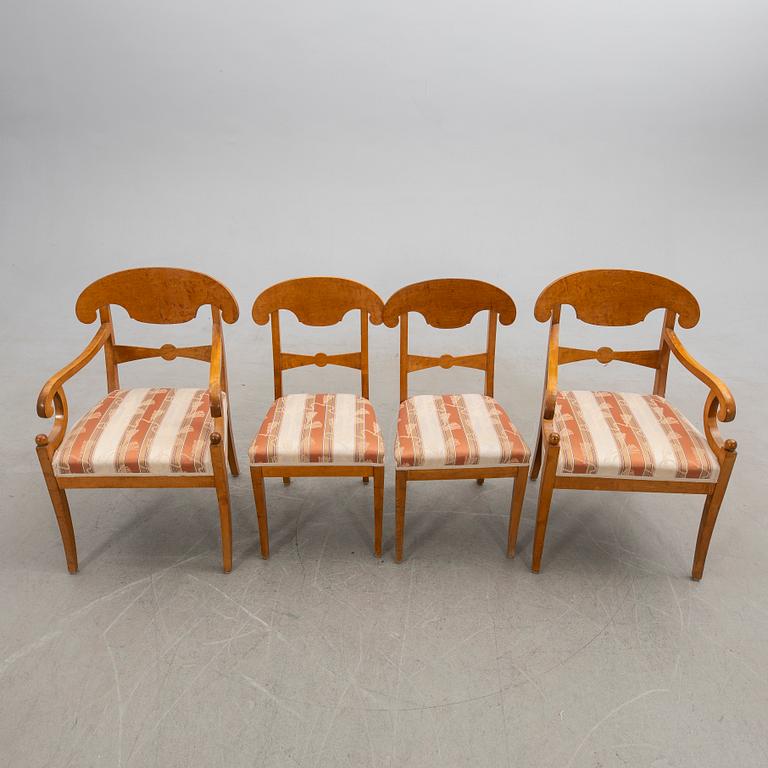 Chairs, two pairs, Karl Johan style. Early 20th century.