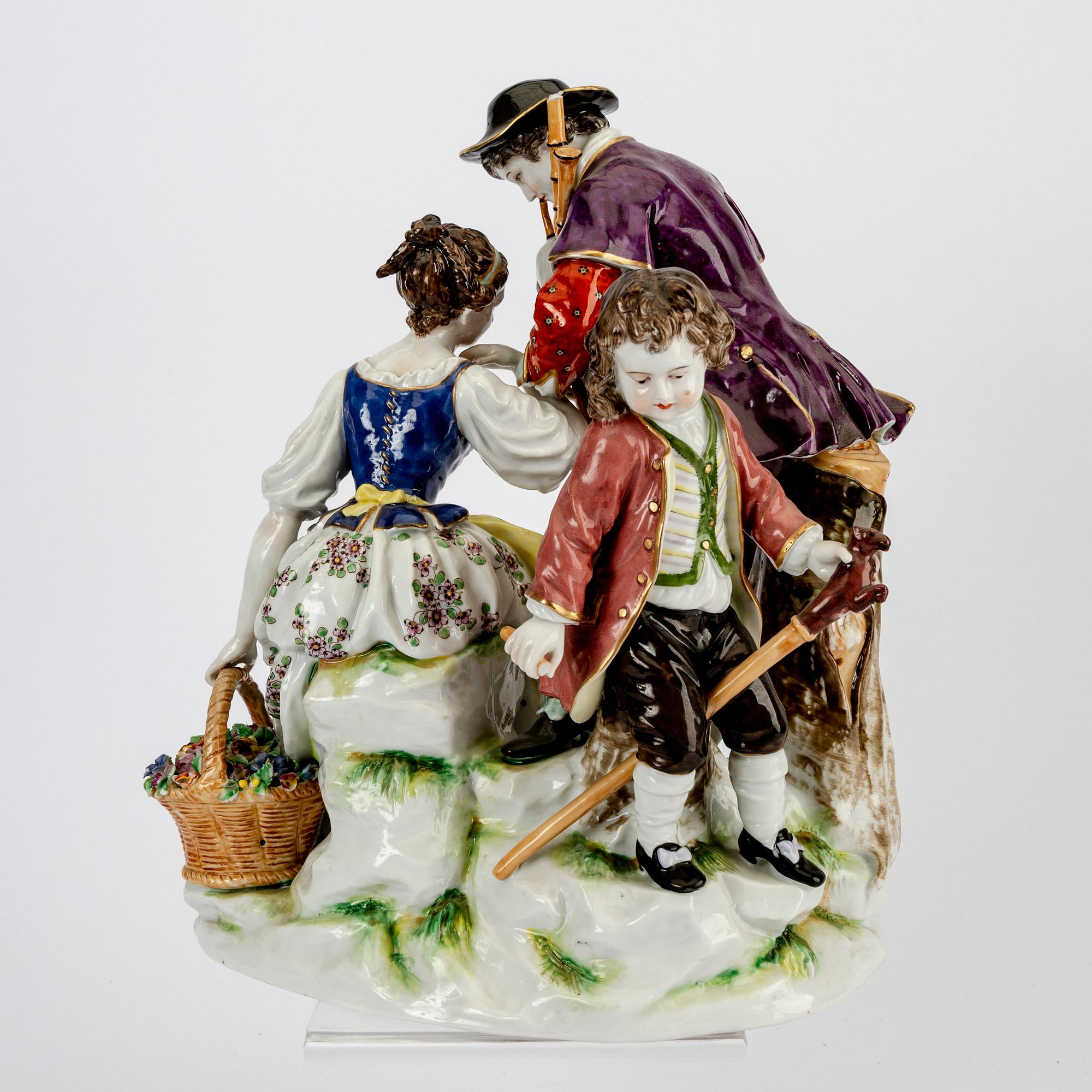 Figurgrupp Volkstedt Thüringen 1900-talets början porslin.