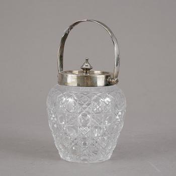 MARMELADSKÅL, glas och silver. M & Co, Sheffield, England 1907.