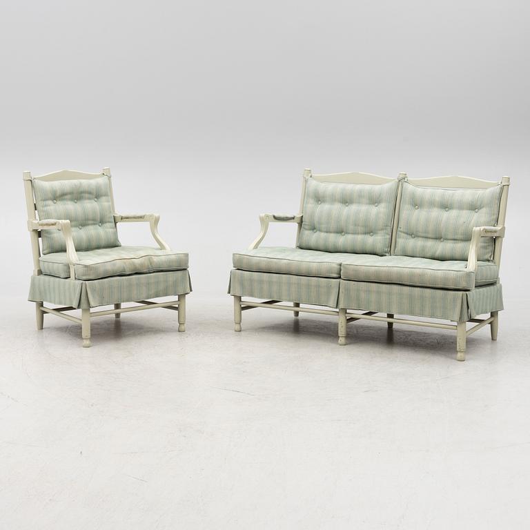 A sofa and armchair, of so called model "Gripsholms", Sweden, late 20th century.