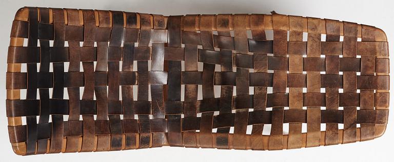 Arne Vodder, a teak chaise longue with black leather straps, Bovirke Denmark 1950's.