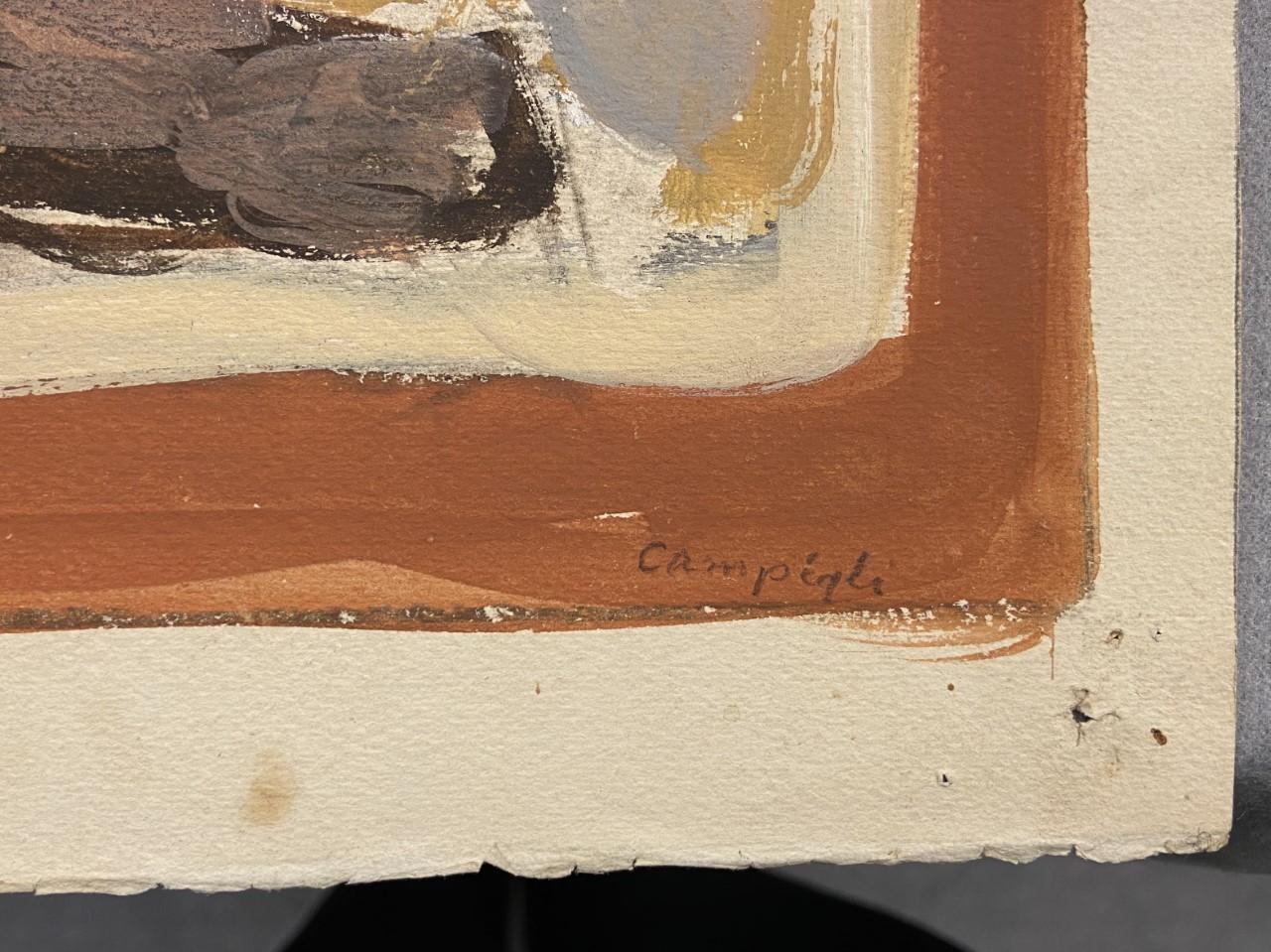 MASSIMO CAMPIGLI, blandteknik på papper, bär senare påförd signatur (okänd).