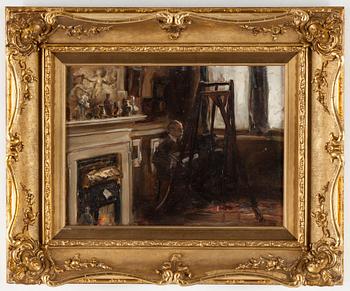 OKÄND KONSTNÄR, olja på duk, signerad W Homan, 1919.