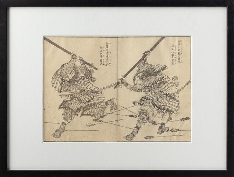 Katsushika Hokusai, träsnitt 2 st, Japan 1836.