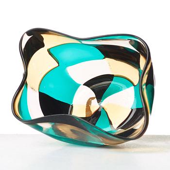 Fulvio Bianconi, a "pezzato" glass bowl, Venini, Murano Italy 1950-60's.