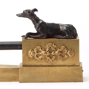 A French Empire-style late 19th century firedog.