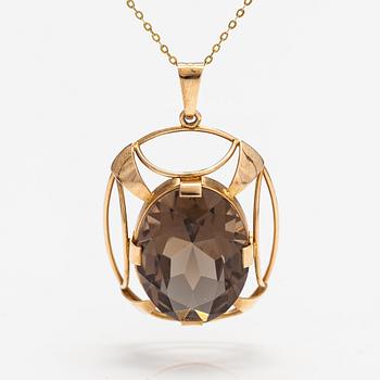 Halsband, 14K guld och rökkvarts. Auran Kultaseppä, Åbo.