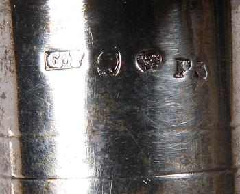 LJUSSTAKAR, ett par, silver, empire, Gustaf Folcker, Stockholm, 1821.