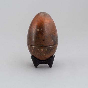 Hans Hedberg, a signed faience egg with stand, Biot, France.