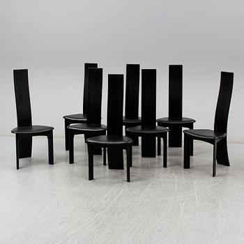 Eight chairs 'Iris' designed by Bob van den Berghe, Tranekær Furniture, Denmark, 1982.