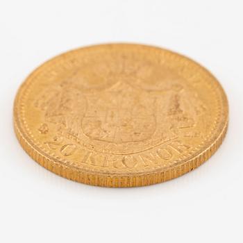 Oscar II, gold coin, 20 kr, 1878.
