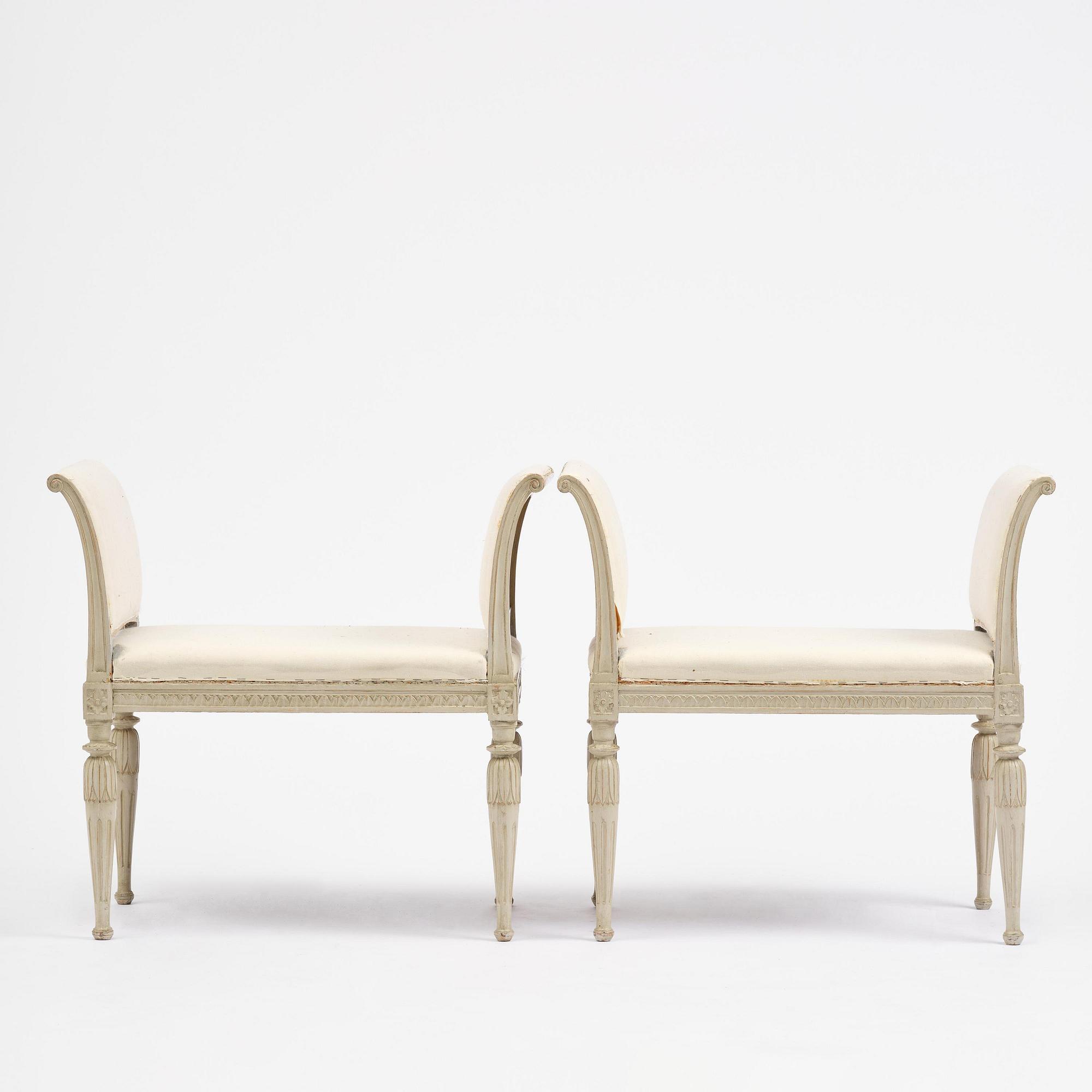 A pair of late Gustavian stools by C. J. Wadström (master in Stockholm 1788-1816).