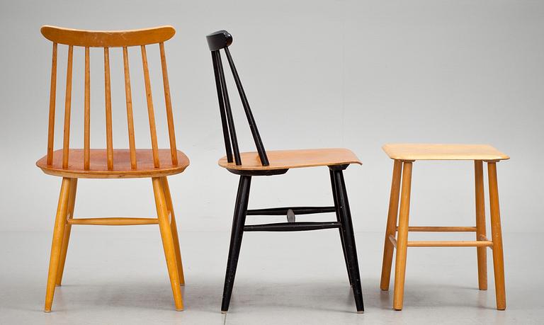STOLAR och PALL, 4+1. Bl.a "Fanett" design Tapiovaara, Edsby verken. 1900-talets andra hälft.