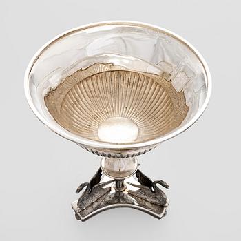 An Empire Style silver sugar bowl with lid, maker's mark of Carl Gustaf Herpel, Stockholm 1818.