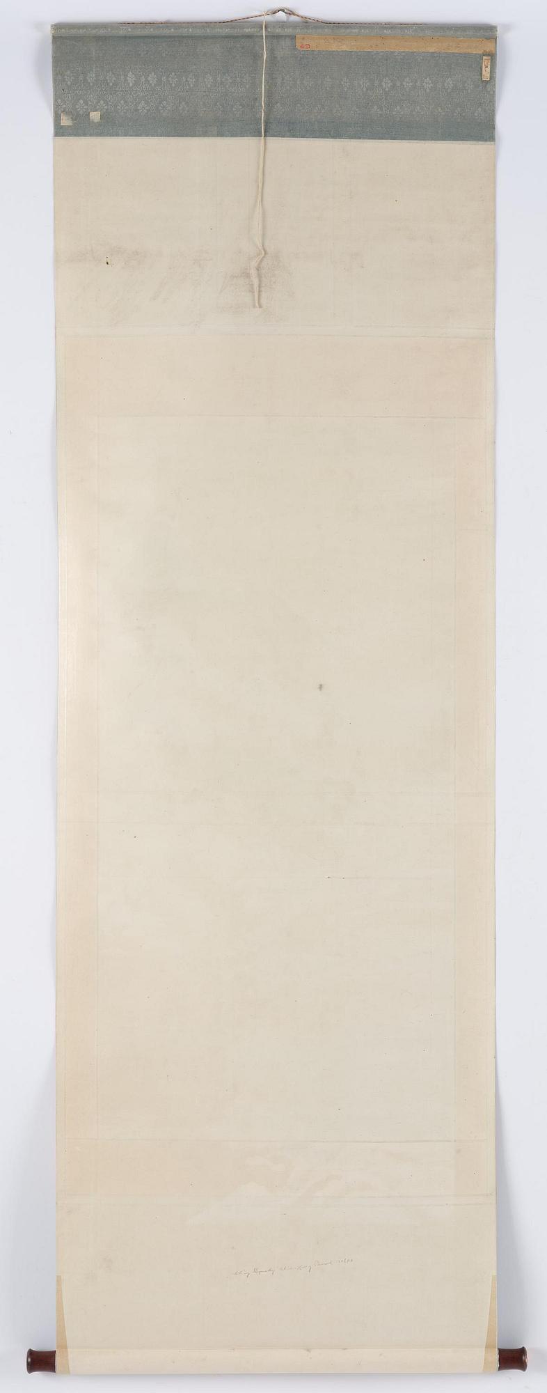 A Chinese scroll painting, ink and colour on silk, late Qing dynasty after Qiu Ying.