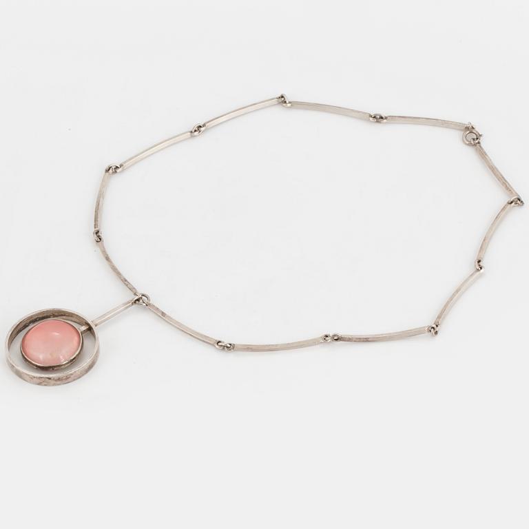 NIELS ERIK FROM, a stering silver and rose quartz necklace, Denmark.