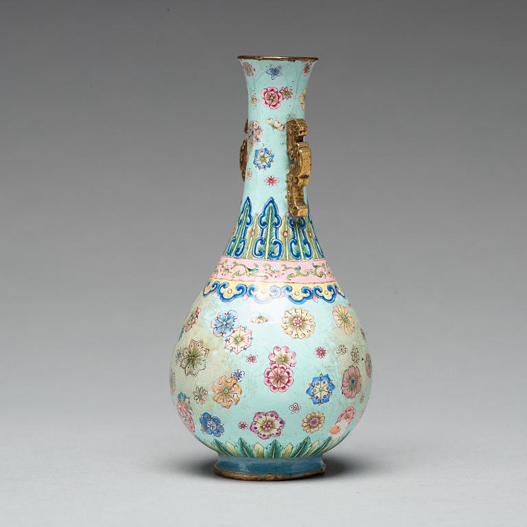 A painted enamel on copper vase, Qing dynasty, 18th Century.