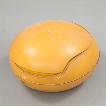 a"Garden egg" armchair and a table by Peter Ghyczy, Reuter Products, designed 1968.