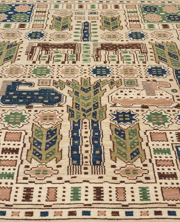 Märta Måås-Fjetterström, A CARPET, "Hästhagen", knotted pile, ca 246 x 165 cm, signed AB MMF.
