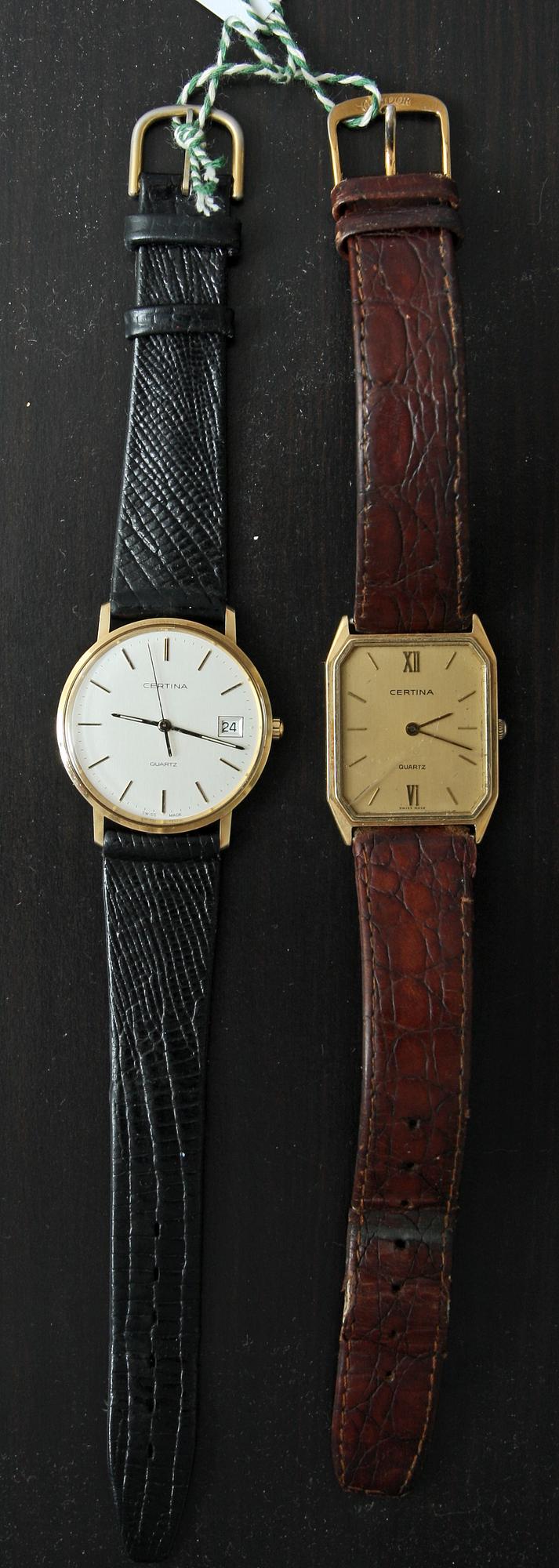 ARMBANDSUR, 2 st, herr. Certina Quartz.