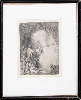 Rembrandt Harmensz van Rijn, The raising of Lazarus, small plate, later print.