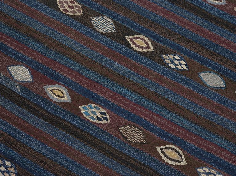 BARBRO NILSSON, carpets, 2 pieces, flat weave, 238,5 x 101 resp. 181,5 x 81 cm, "Blåbär, mörk", signed AB MMF BN.