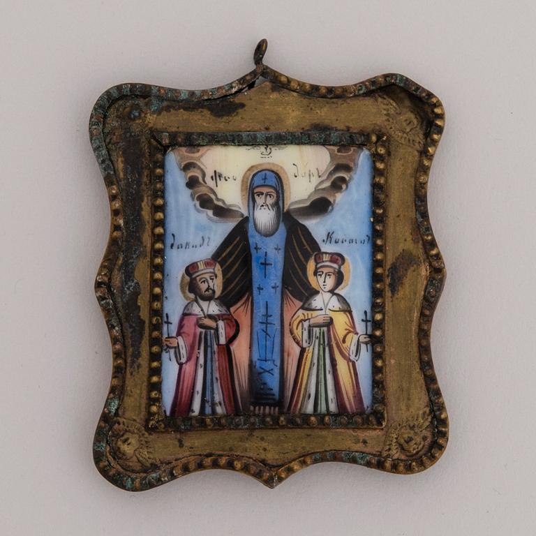 IKON, miniatyr, målad på porslin, Ryssland sekelskiftet 1800/1900.