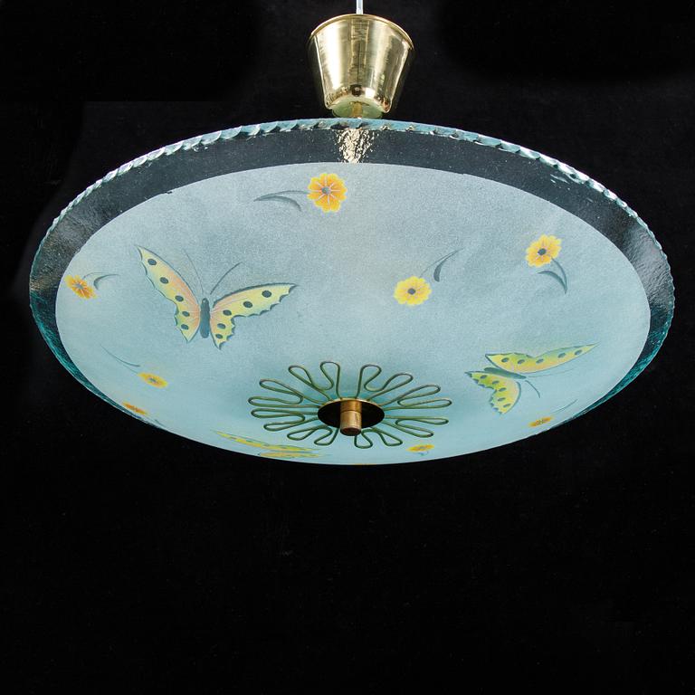 A Swedish Modern glass ceiling lamp, 1940's.